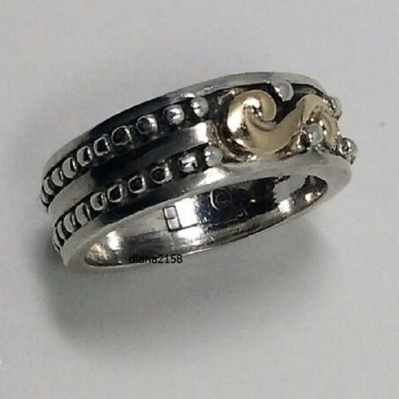 Lagos EL Caviar SS 925 14k 585 YG Dot Ring 7 (5 Grams)